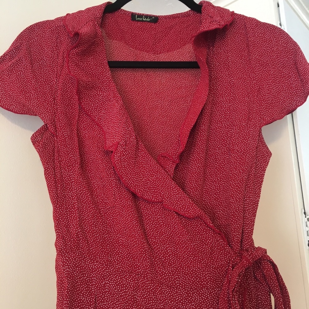 Red white polka dot dress